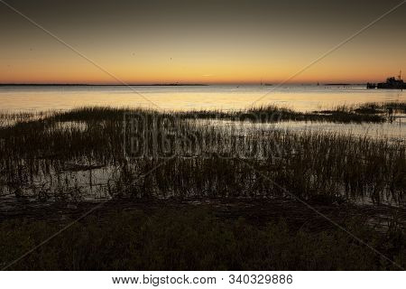 Charleston, South Carolina, United States, November 2019, Sunrise Over Charleston Harbour Bay Lookin