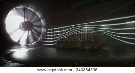 Imaginary Sports Car, Modeled And Created Using Cad Software. Conceptual Prototype Inside Aerodynami