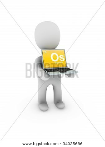 Osmio simbolo sullo schermo portatile