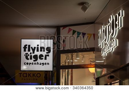 Brno, Czechia - November 5, 2019: Flying Tiger Logo In Front Of Their Shop For Brno. Flying Tiger Is