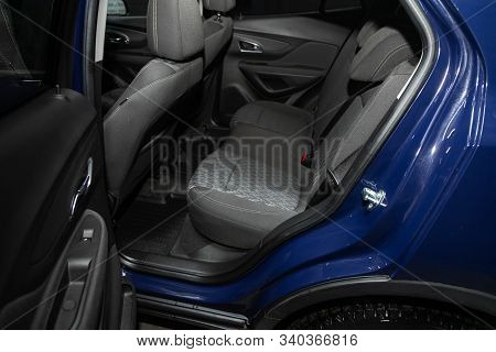 Novosibirsk, Russia - December 06, 2019:  Opel Mokka, Close-up Of The Black  Rear Seats With Seats B