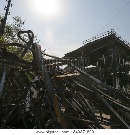 Construction Burned To The Ground In Summer