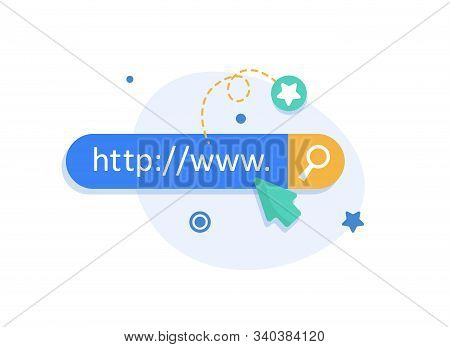 Www Icon. Web Site Icon. Www Icon With Hand Cursor In Flat Style,flat Design Icon Vector Illustratio