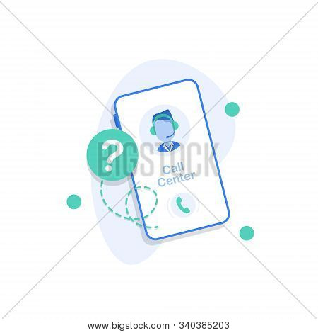 Smartphone Call Center Icon,call Center Operator Icons,flat Design Icon Vector Illustration