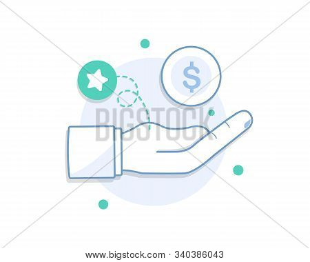 Hands Receiving Gold Coins.vector Illustration,flat Design Icon Vector Illustration