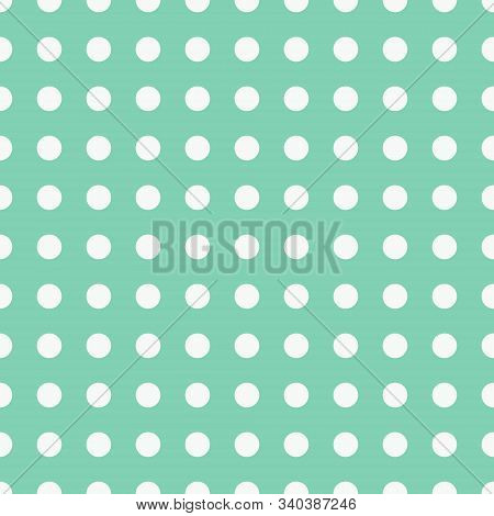White Peas Seamless Pattern On A Green Background. Vector. Design For Print, Textile, Wrapping Paper