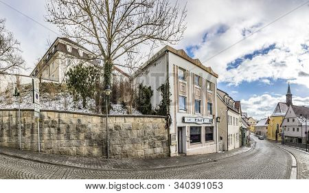 Guenzburg, Germany - Jan 15, 2017:  Old Houses At The Medieval Market Place In Small Town Of Guenzbu