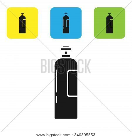 Black Industrial Gas Cylinder Tank For All Inert And Mixed Inert Gases Icon Isolated On White Backgr