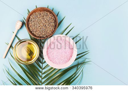 The Modern Apothecary Or Home Spa Composition. Selfcare, Relaxation And Beauty Items. Dry Lavender, 