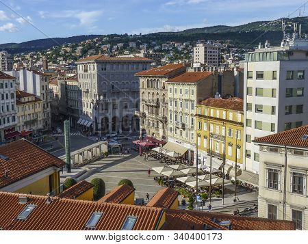 Trieste, Italy - Aug 12, 2017: View To Famous Central Market In Trieste, Italy. Trieste Is A Major T