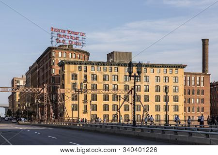 Boston, Usa - Sep 12, 2017: The Boston Wharf Company Sign At  263 Congress Street, At The Corner Of 