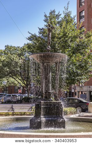 Boston, Usa - Sep 29, 2017: The Statler Foutain Is An Art Deco Fountain  By Ulysses Anthony Ricci Pr