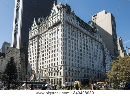 Facade Of 5 Star Hotel Plaza Fairmont At The 5Th Avenue In New York