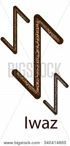 Rune Eihwaz. Vertical Projection. Scandinavian. Elegant Gold And Silver Embossing On The Surface, Pa