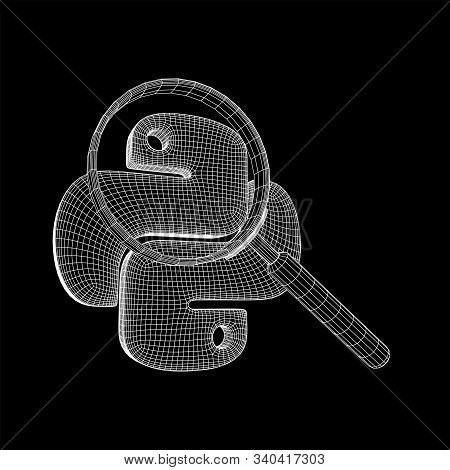 Python Code Language Sign With Magnifying Glass. Programming Coding And Developing Concept. Wirefram