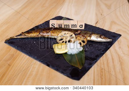 Sanma Shioyaki Or Grilled Summa Fish With Salt