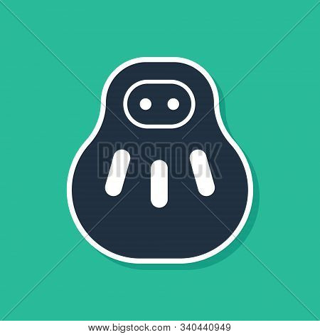 Blue Maneki Neko Cat Icon Isolated On Green Background. Japan Lucky Charm. Vector Illustration