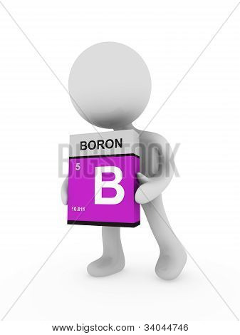 3D mand bære en Boron boks