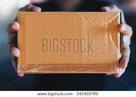 Close Up Hand Holding Box ,delivery Concept