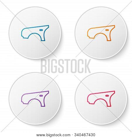 Color Line Car Fender Icon Isolated On White Background. Set Icons In Circle Buttons. Vector Illustr