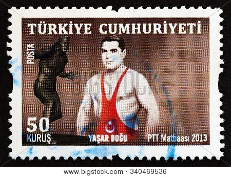 Turkey - Circa 2013: A Stamp Printed In Turkey Issued For The 100th Anniversary Of The Birth Of Yasa
