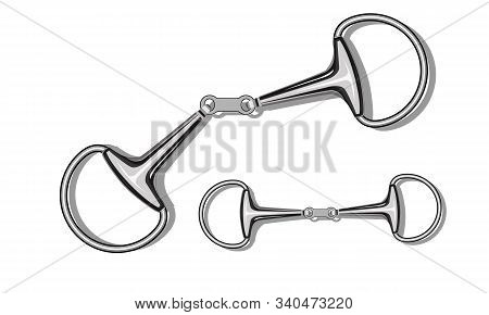 French Link Eggbutt Snaffle Bit Isolated On White. Vector Image