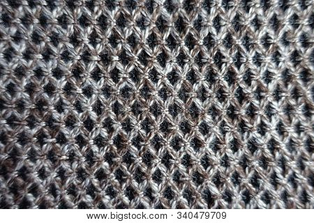 Greyish Brown Woolen Fabric With Diamond Pattern From Above