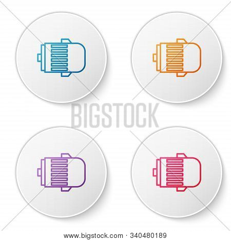 Color Line Electric Engine Icon Isolated On White Background. Car Alternator. Set Icons In Circle Bu