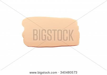 Foundation Cream Spot On White Background Close Up. Liquid Moisturizing Facial Cream, Concealer Smud