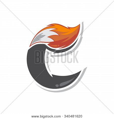 Fox Tail Fire Logo Logotype Alphabet Initial Letter Design Vector Art
