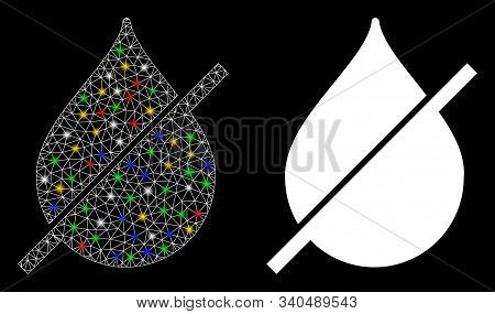 Glossy Mesh Dry Icon With Sparkle Effect. Abstract Illuminated Model Of Dry. Shiny Wire Carcass Poly
