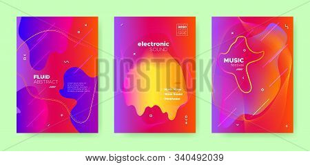 Red Fluid Background. Gradient Music Design. Vector Dj Flyer. Colorful Dance Movement. Blue Fluid Ab
