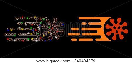 Bright Mesh Gone Viral Icon With Glitter Effect. Abstract Illuminated Model Of Gone Viral. Shiny Wir