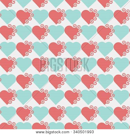 Seamless Pattern With Pink And Blue Hearts. Vector Illustration.