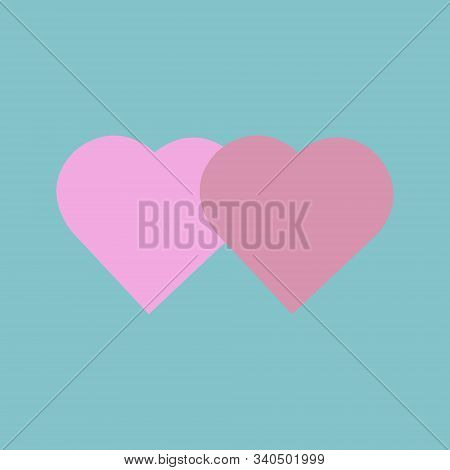 Card With Two Hearts On A Blue Background. Vector.