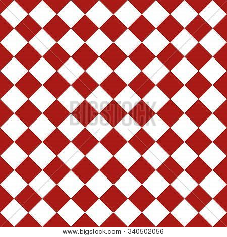 Red And White Rhombuses Seamless Pattern. Vector Illustration.