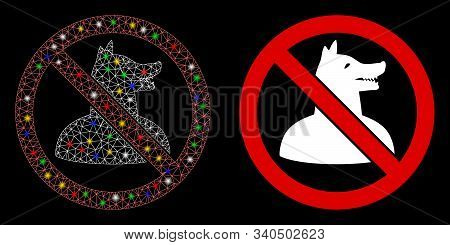 Glowing Mesh No Dog Man Icon With Glitter Effect. Abstract Illuminated Model Of No Dog Man. Shiny Wi