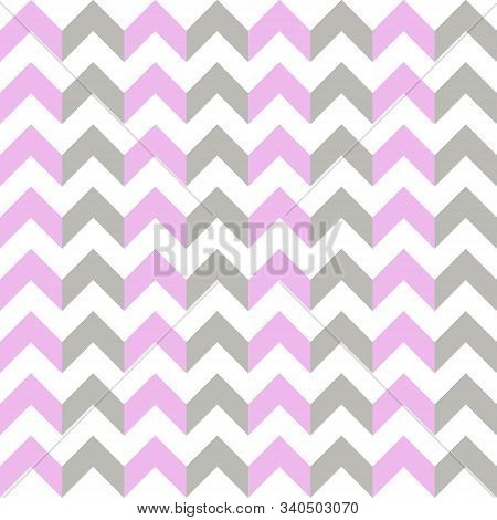 Seamless Pattern With Pink And Grey Zigzag. Vector Illustration.