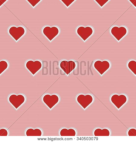 Seamless Pattern With Red Hearts. Vector Illustration.