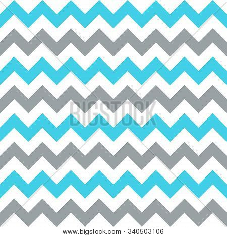 Seamless Pattern With Blue And Grey  Zigzag. Vector Illustration.