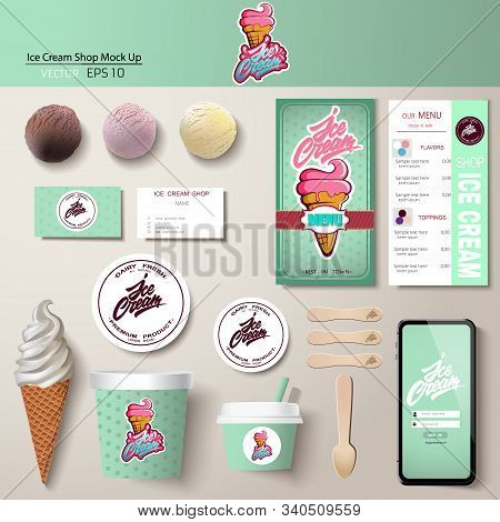 Vector Ice Cream Corporate Identity Template Design Set. Branding Mock Up.