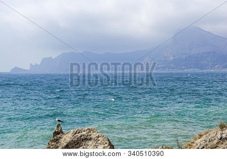 Low Clouds And Haze Over The Coastal Mountains. Crimea, View From Cape Alchak Towards Novyy Svet.