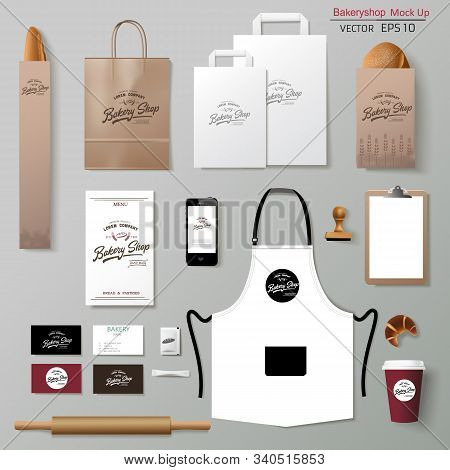 Bakery Corporate Branding Identity Template Design Set. Take Away Mock Up