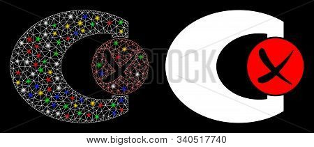 Bright Mesh Standard Control Failed Icon With Glare Effect. Abstract Illuminated Model Of Standard C