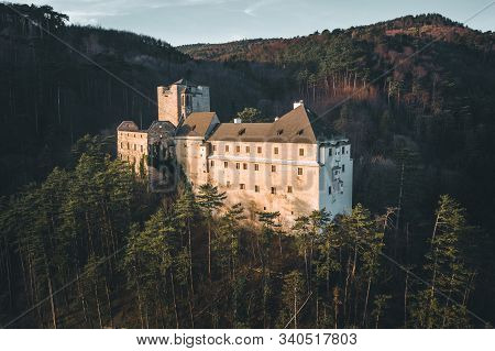 Aerial View Of Stixenstein Castle In Beautiful Evening Light