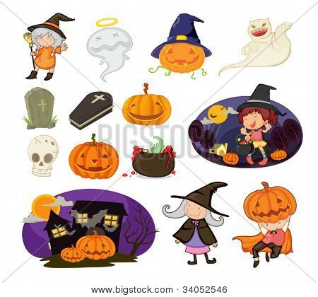 Illustration af halloween objekter