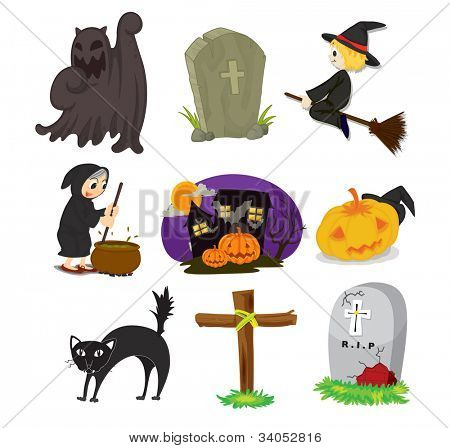 Illustration af halloween objekter