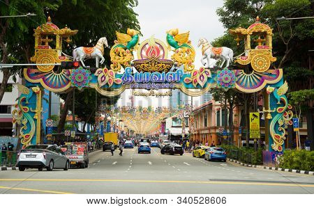 SINGAPORE - October 27, 2019:  Little India is an ethnic district in Singapore located east of the Singapore River.  Commonly known as Tekka in the Indian Singaporean community.
