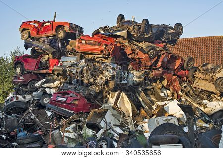 Car Scrap With Old And Damaged Cars