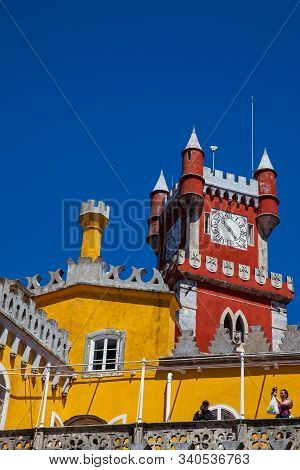 Sintra, Portugal - May, 2018: The Pena Palace A Romanticist Castle Located In Sao Pedro De Penaferri